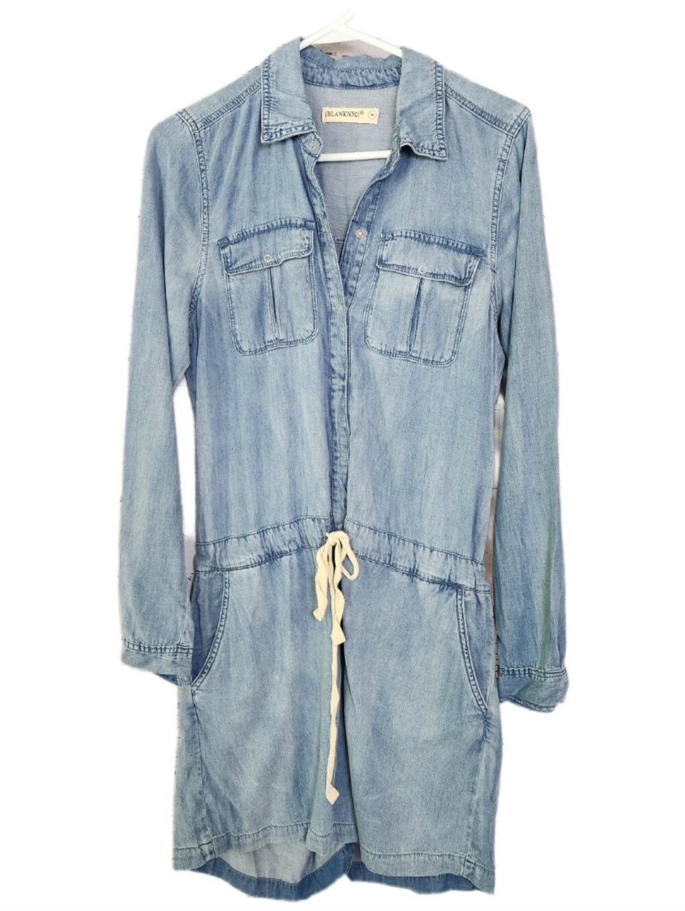 Blank NYC Denim Shorts Romper Medium - Soft Cotton Lyocell Chambray NWT
